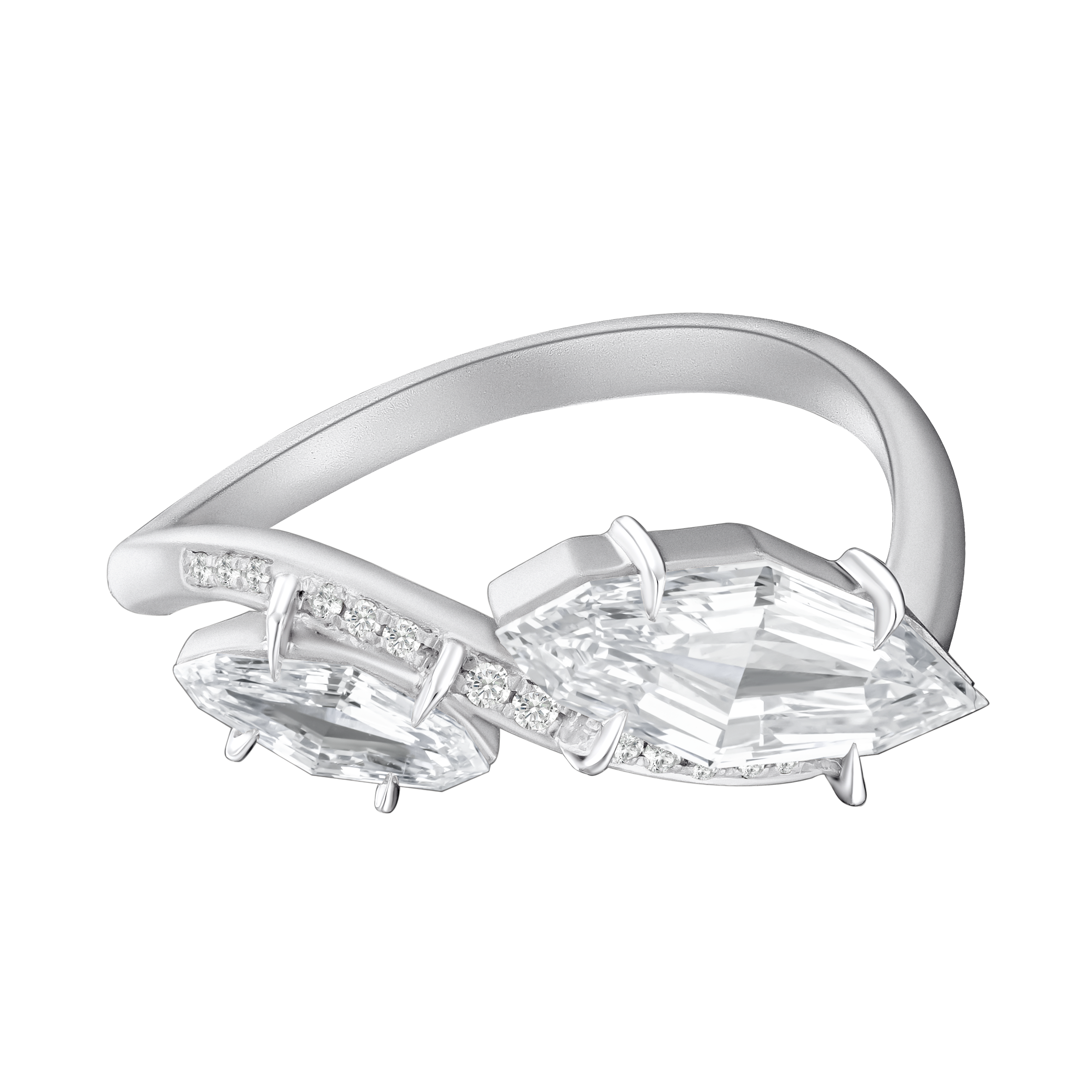 Al Sadirah Double Stone Ring - White Gold