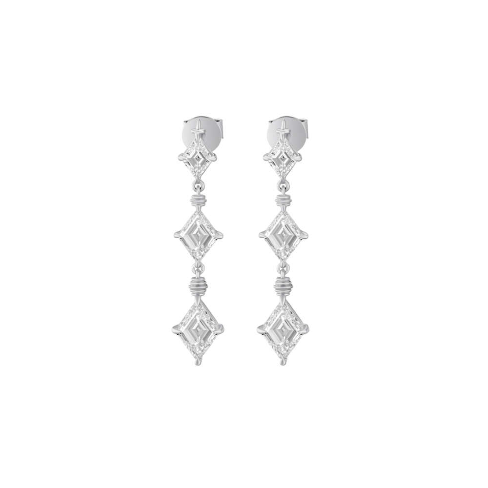 Al Thiba Drop Earrings - White Gold