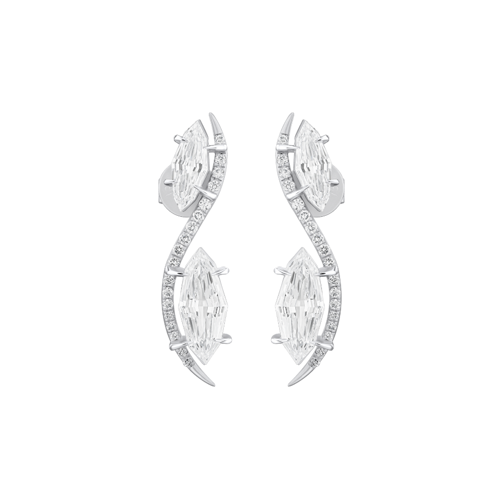 Al Sadirah Drop Earrings - White Gold